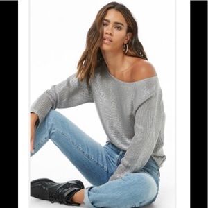 F21 ~ Off-The-Shoulder Metallic Top